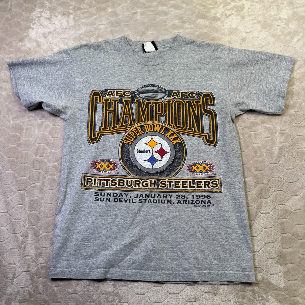 VTG 1996 Pittsburgh Steelers AFC Champs Shirt Sz M‎ Signal Tag Single Stitch